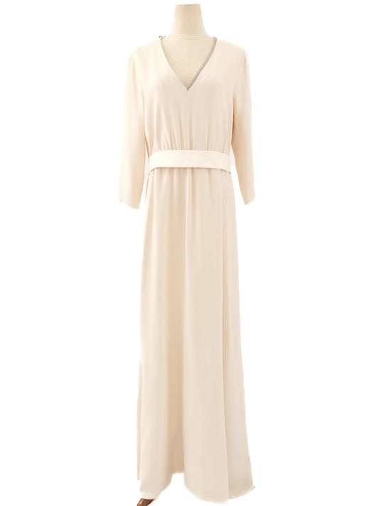 NEW Fabiana Filippi Yellow Viscose Dress Long Sleeve V-Neck
