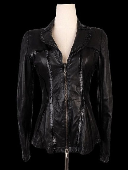 Average Emporio Armani Black Leather Jacket Size XS for Women