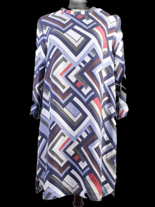 Max Mara Excellent Condition Silk Geometric Pattern Dress Size M