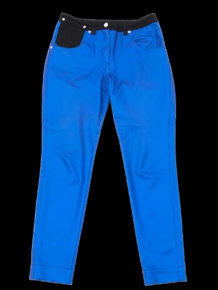 excellent louis vuitton blue polyester pants size m with black accents