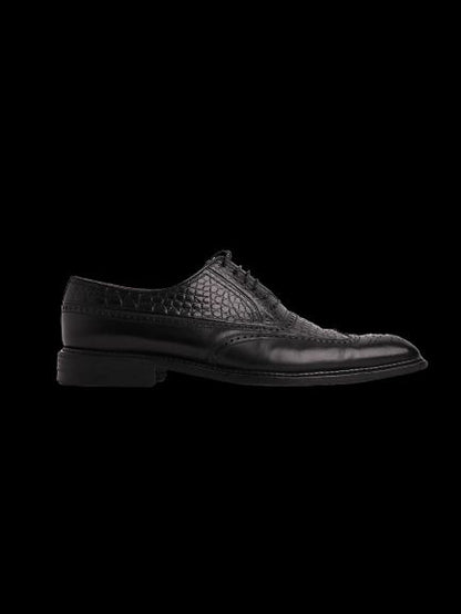 Good A.Testoni Black Leather Brogue Dress Shoes Size 42