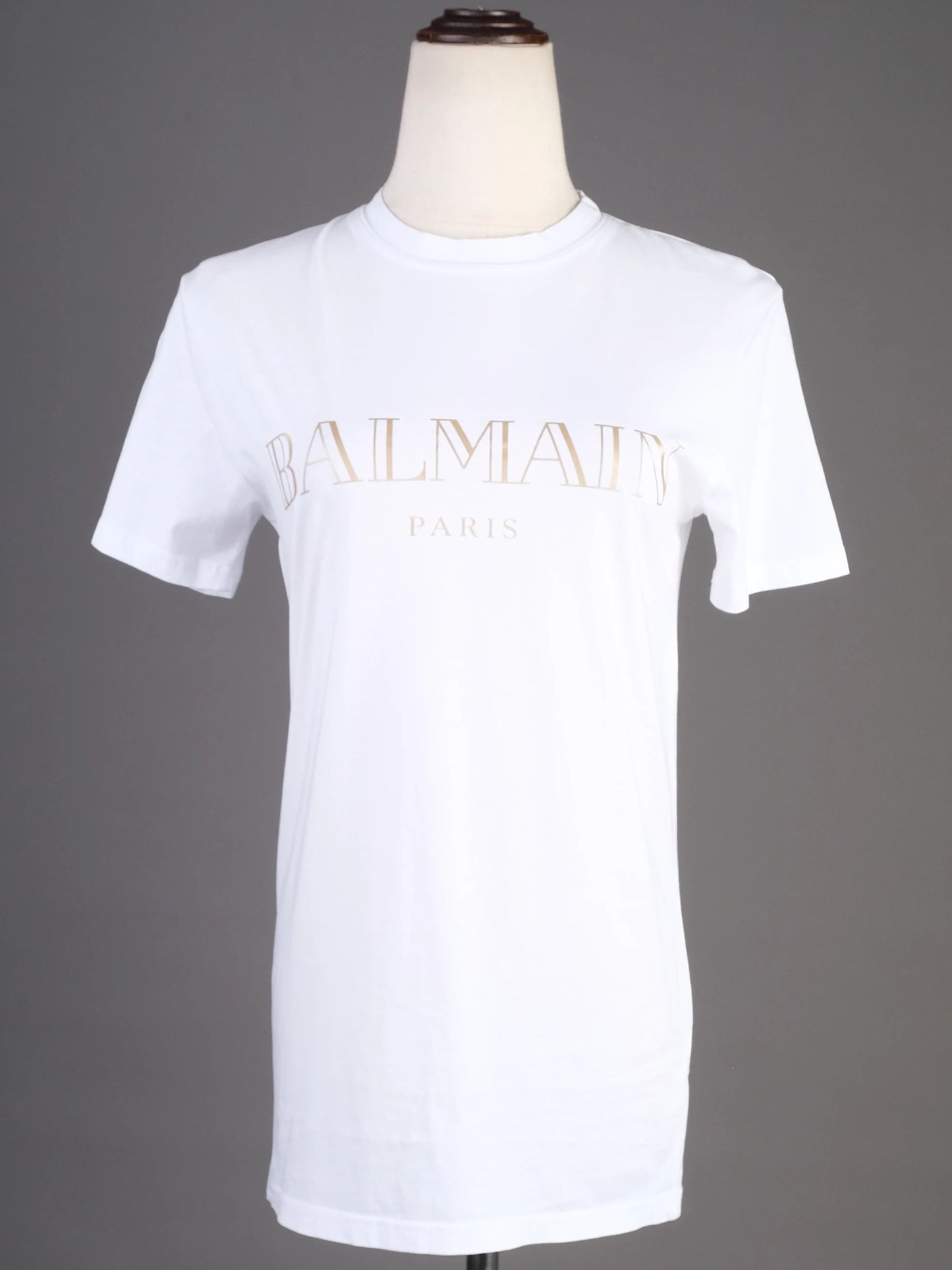 excellent balmain white t-shirt xs cotton paris graphic tee