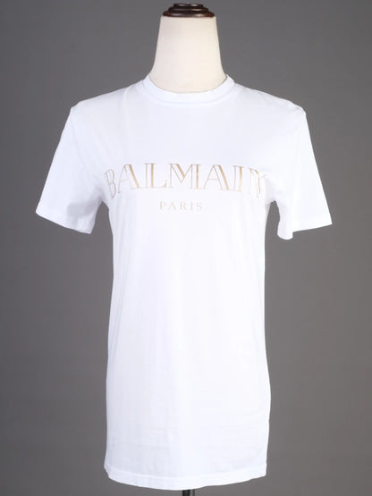 Excellent Balmain White T-Shirt XS Cotton Paris Graphic Tee