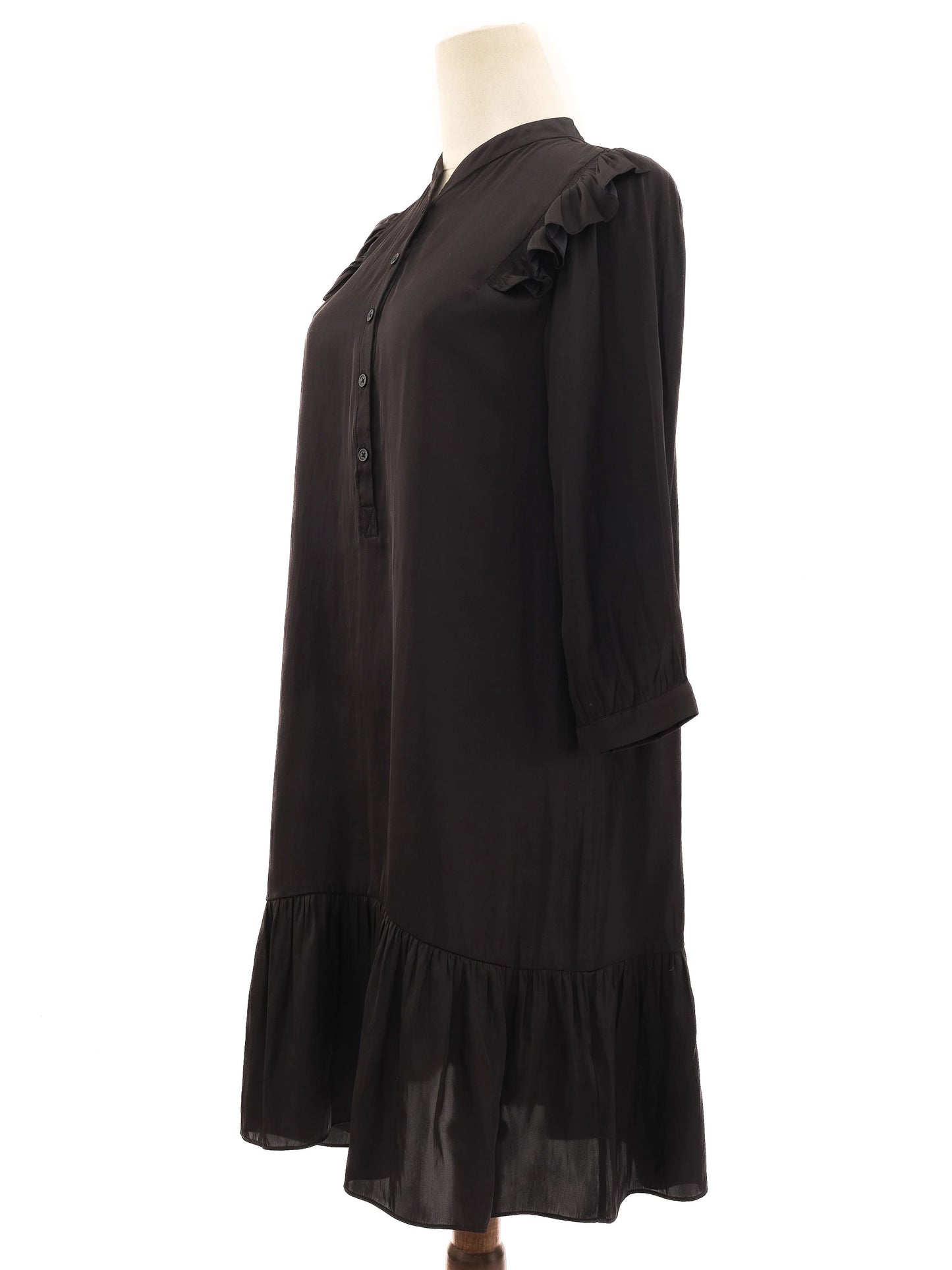 excellent zadig&voltaire black dress xs ruffled long sleeve