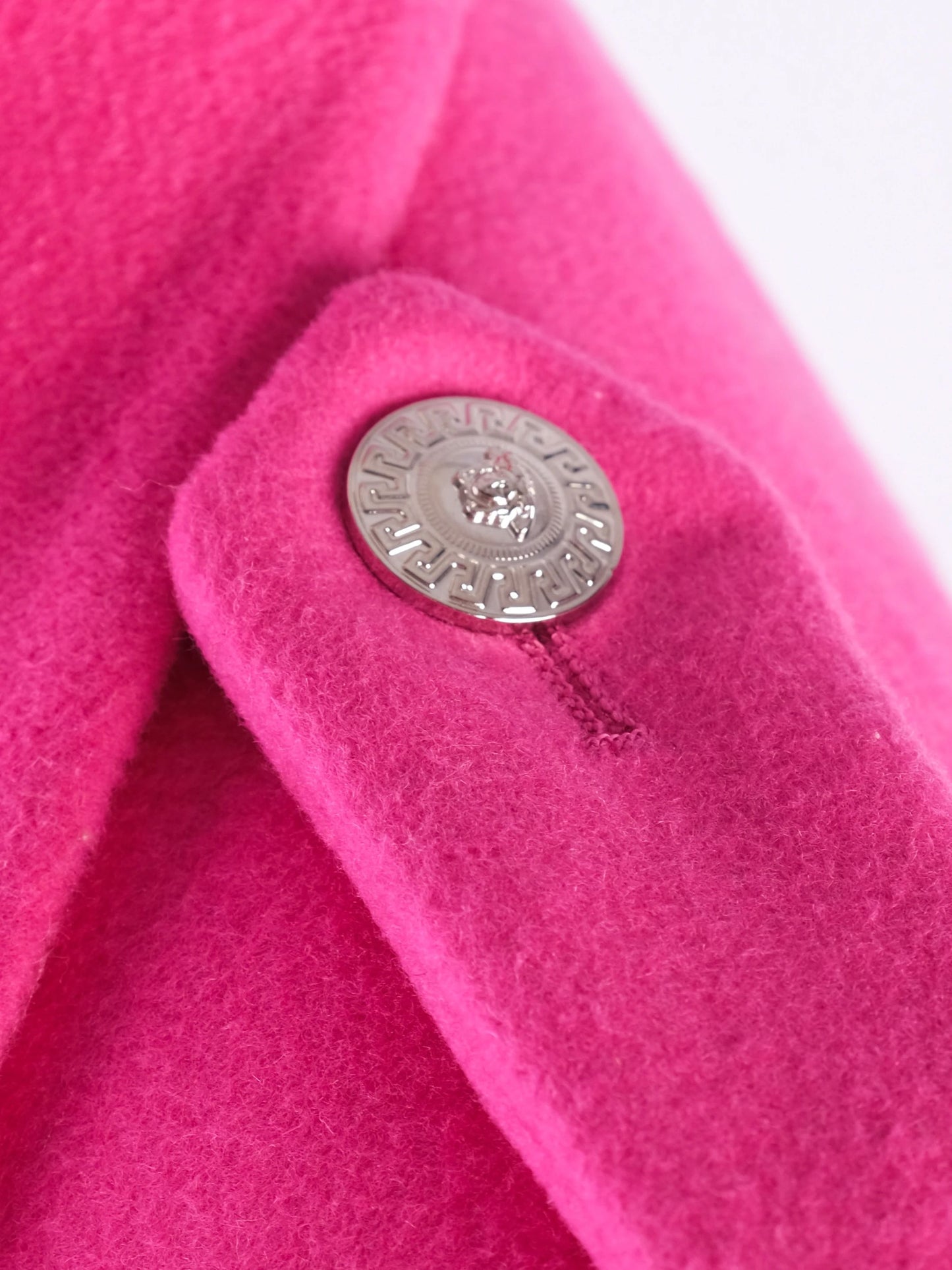 excellent versace pink wool trench coat size xl with belt