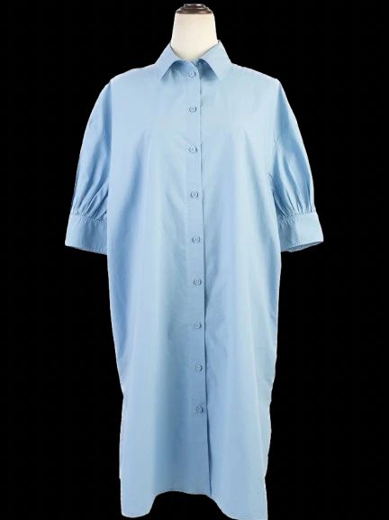 excellent cos light blue cotton button-down shirt dress size m
