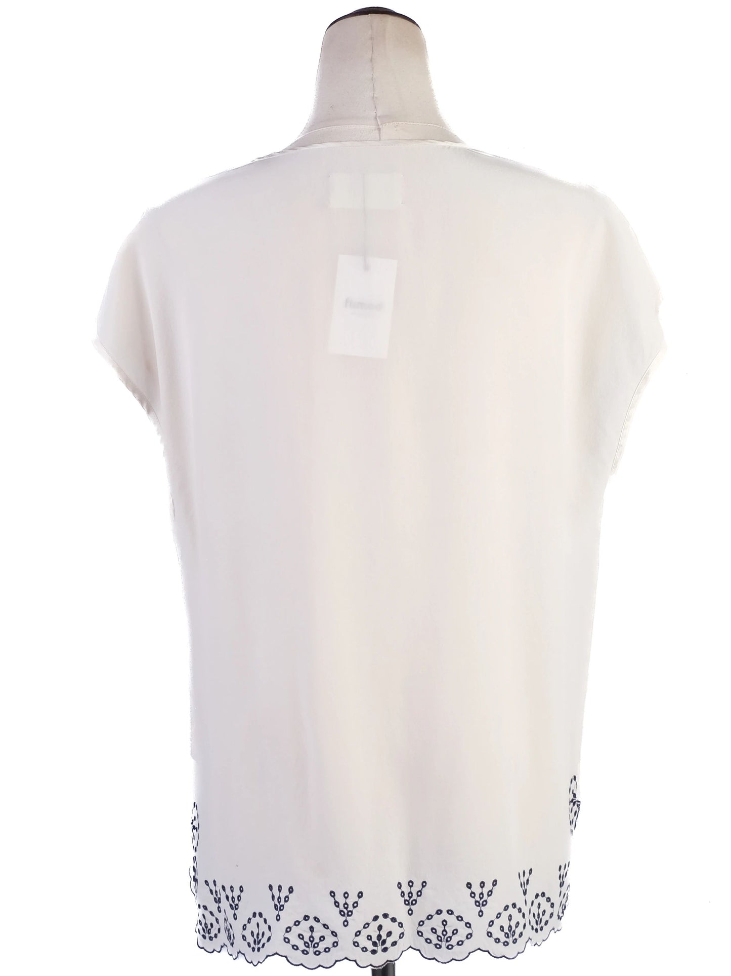 zadig&voltaire white silk blouse with navy embroidery size m