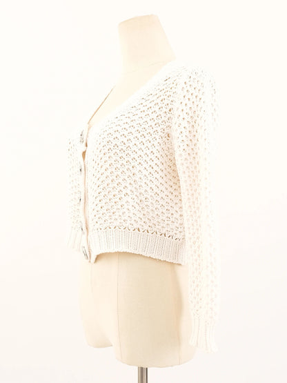 Excellent Burberry White Crochet Cardigan Size S Women's Cotton