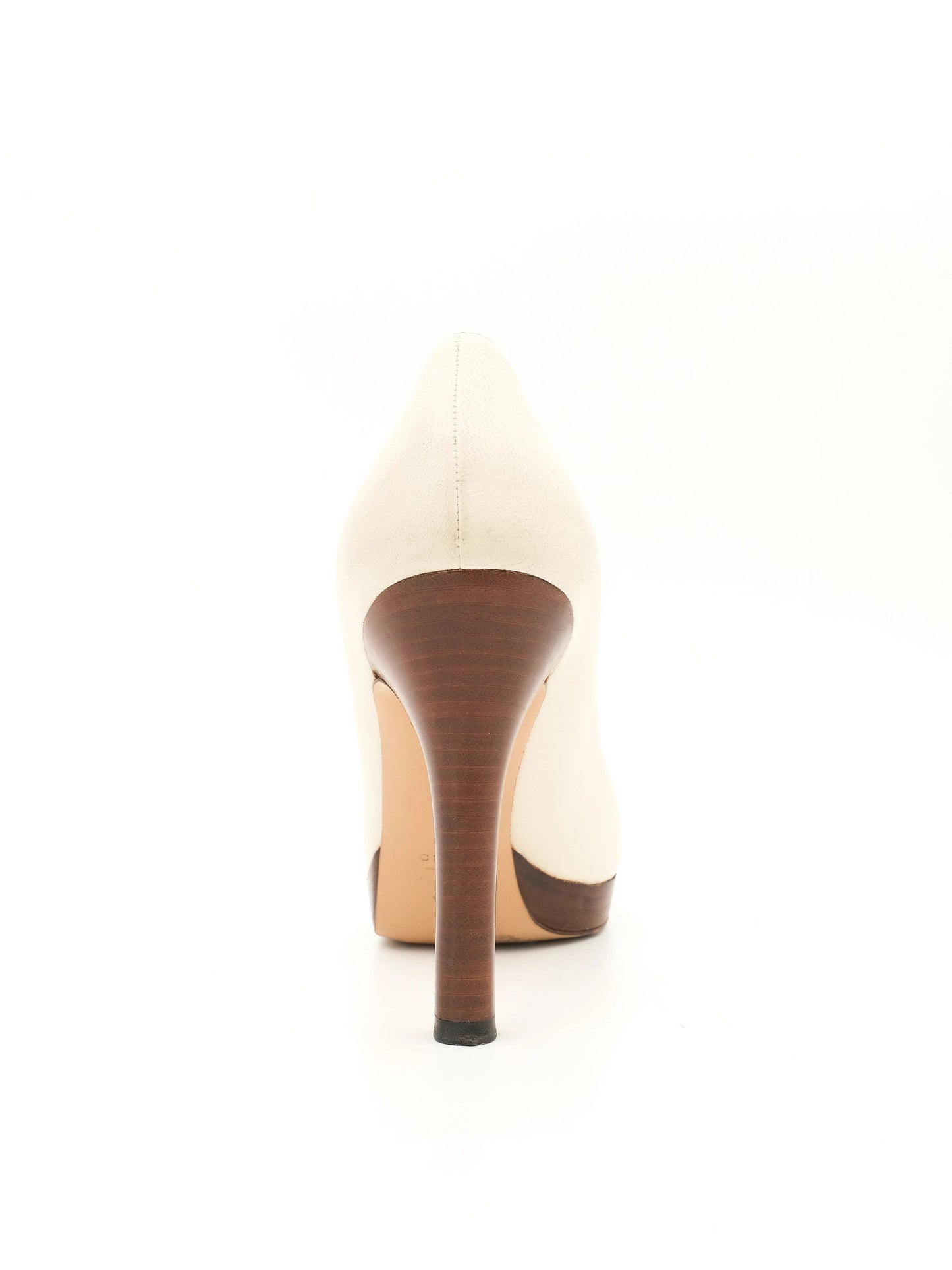excellent gucci white leather high-heeled pumps size 40