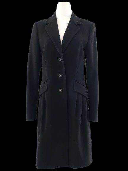 excellent escada black wool coat size m long sleeve tailored fit