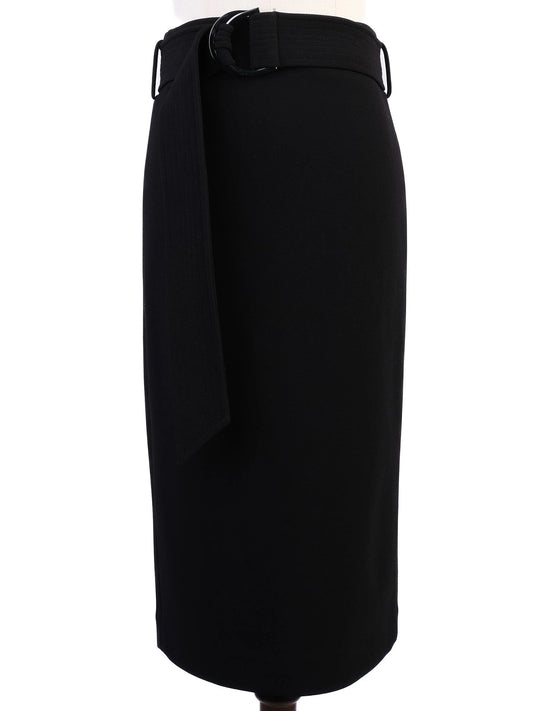NEW Reiss Black Midi Skirt XXS Pencil Shape with Belted Waist