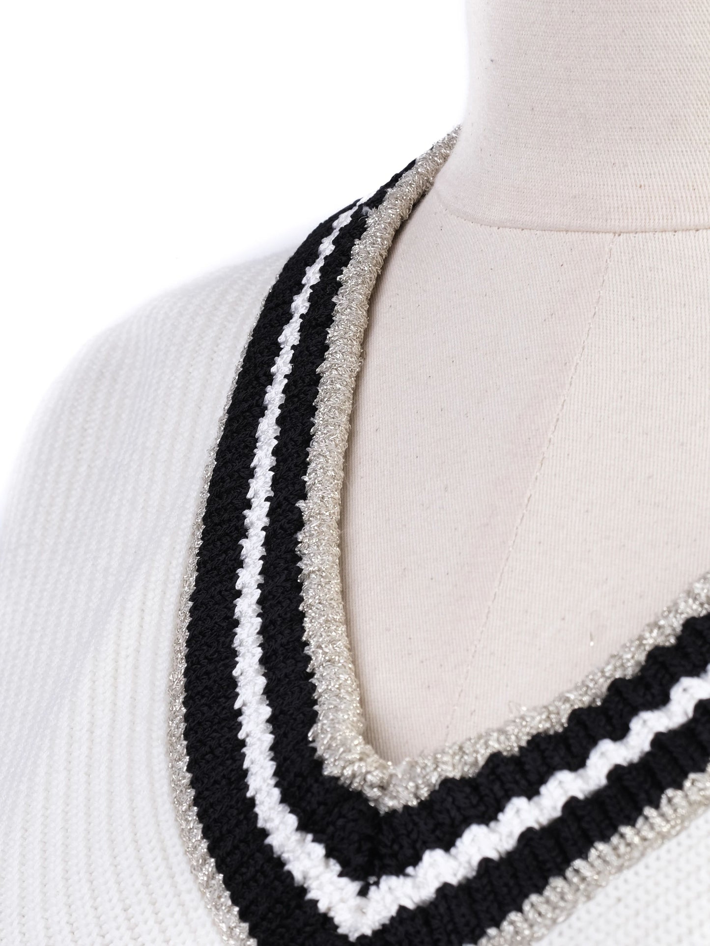 maje white knitted sweater excellent condition v-neck striped