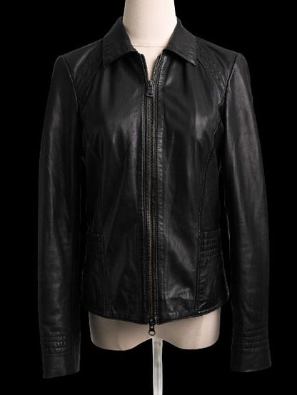 Excellent Henry Lloyd Black Leather Jacket Size XXS Women