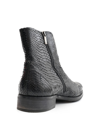 Baldinini Black Leather Snake Skin Boots Size 43 Excellent Condition