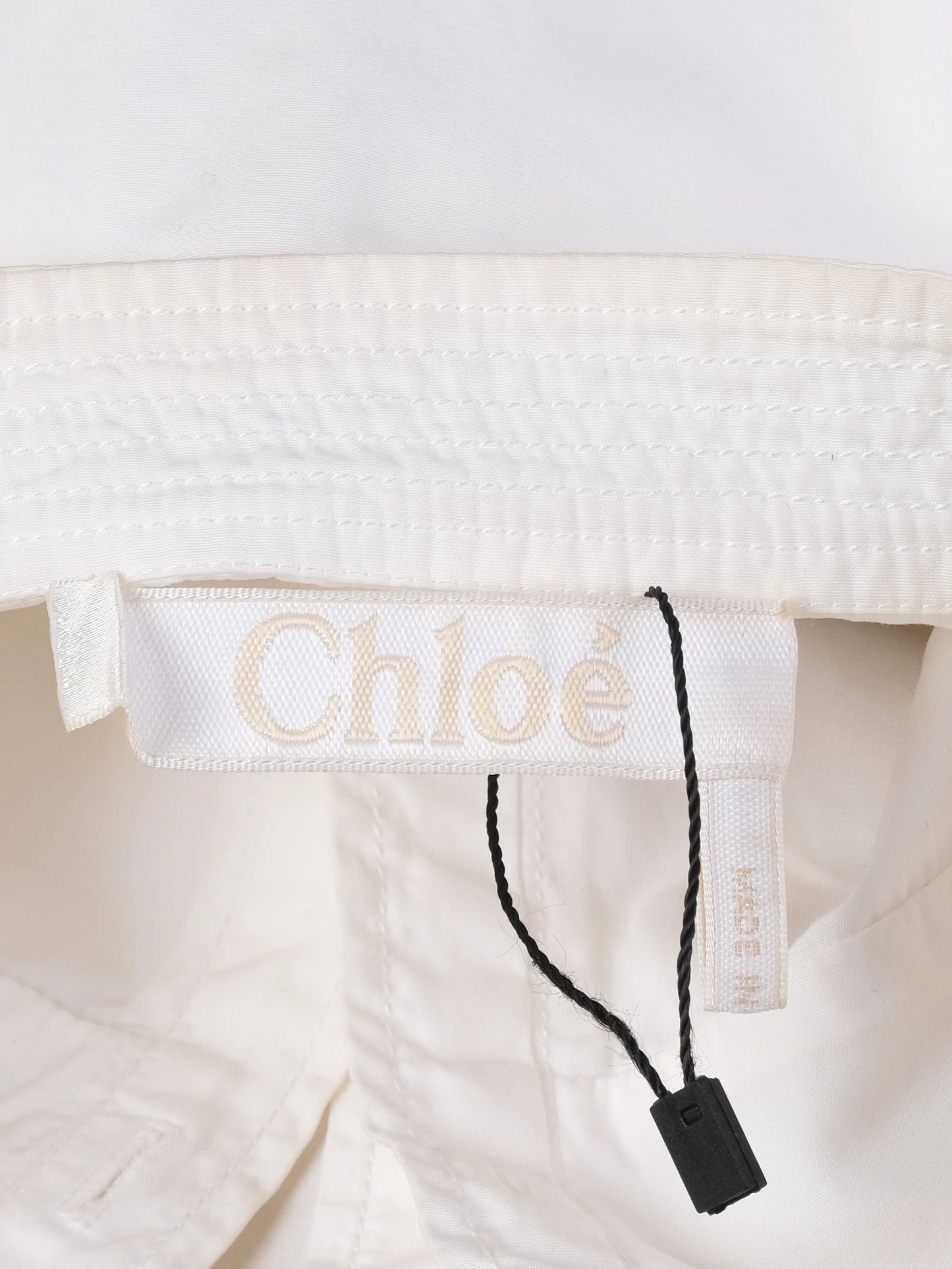 excellent chloe white cotton blouse size l with mandarin collar