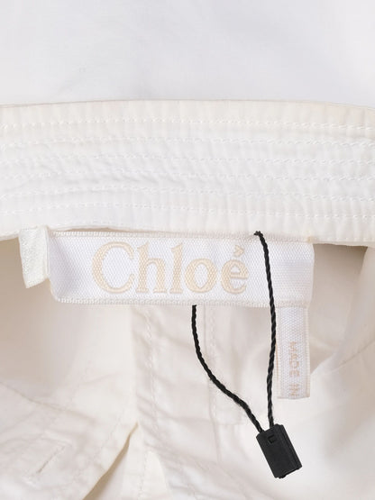Excellent Chloe White Cotton Blouse Size L with Mandarin Collar