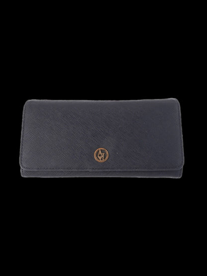 Average Condition Armani Jeans Black Leather Wallet with Metal Logo
