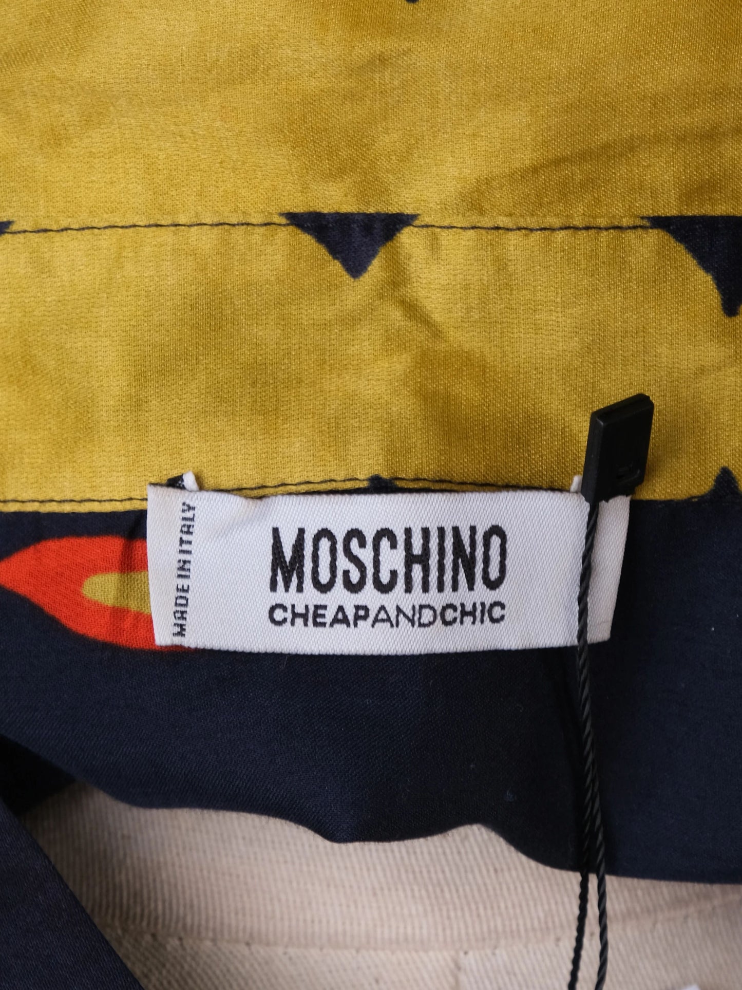 excellent moschino long-sleeved silk blouse bold pattern women