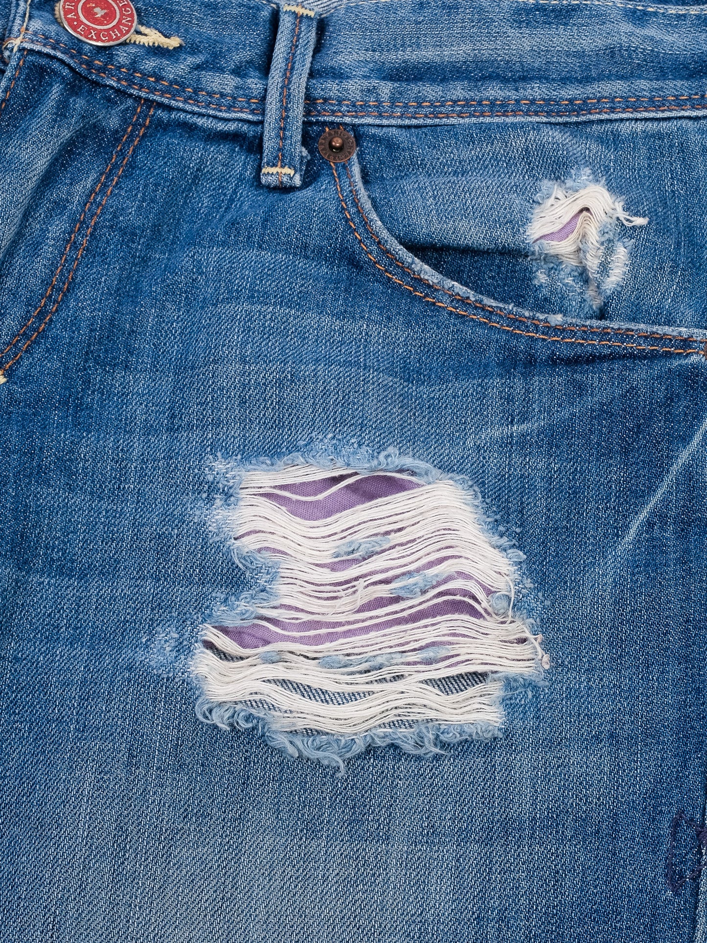 armani exchange blue distressed jeans size s cotton