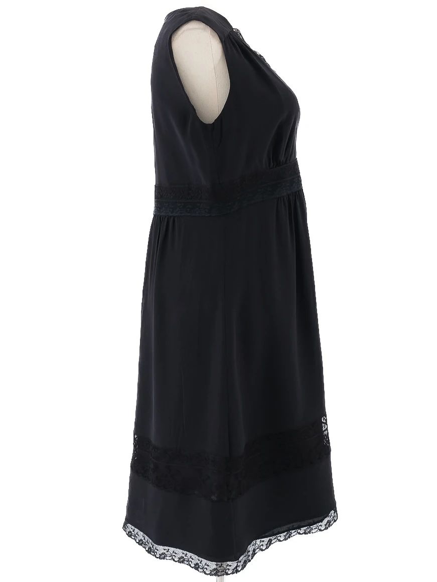 prada black silk dress with lace detailing size l excellent