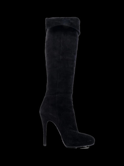 Excellent Casadei Black Leather Knee-High Boots Size 37.5