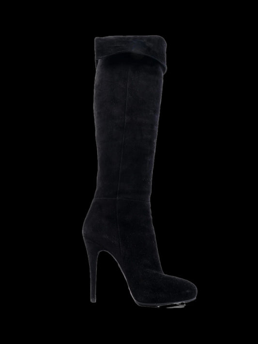 Excellent Casadei Black Leather Knee-High Boots Size 37.5