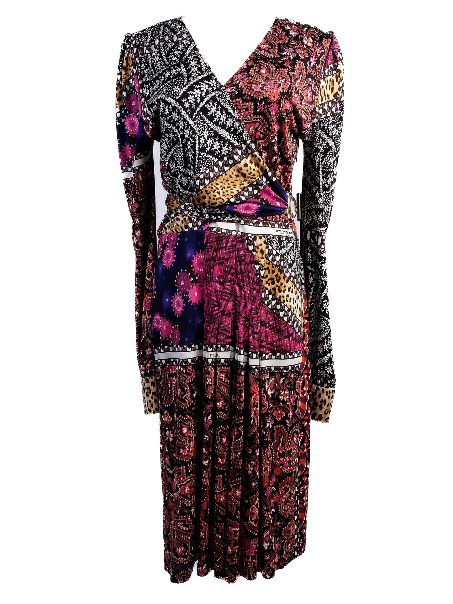 excellent class roberto cavalli silk floral leopard print dress