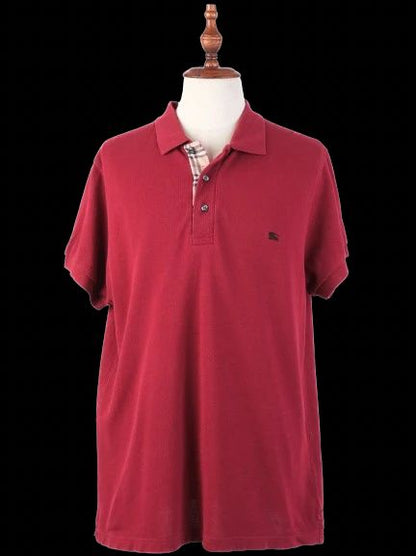 Excellent Burberry Red Cotton Polo Shirt Size XXL for Men