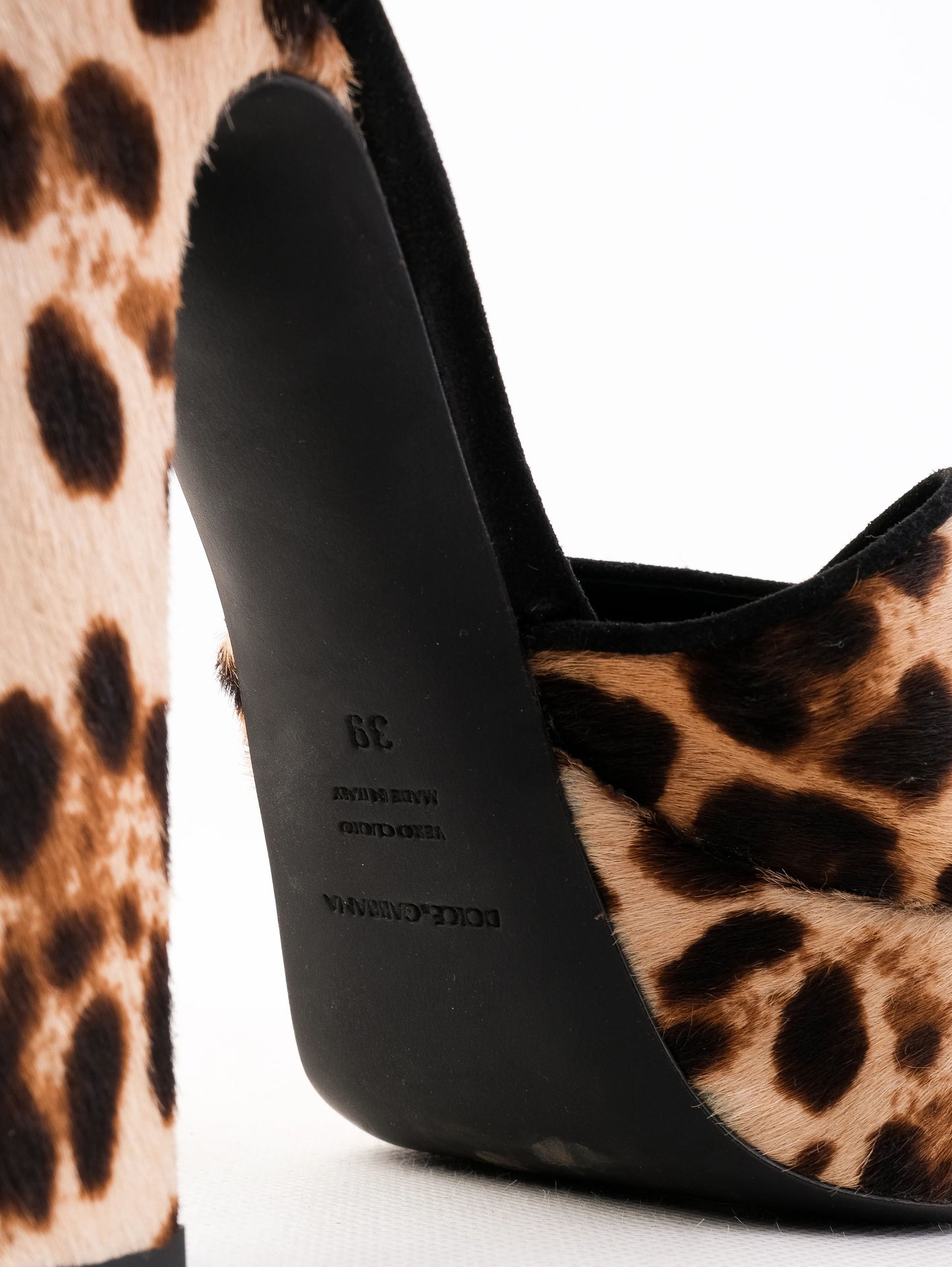 excellent dolce gabbana leopard print high-heeled platform shoes size 39