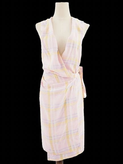 excellent vivienne westwood pink plaid wrap dress size l viscose