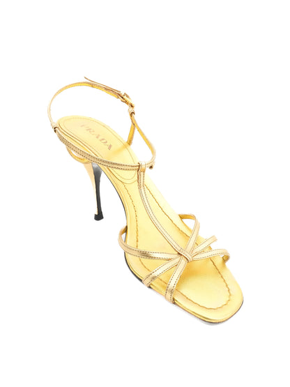 Excellent Prada Yellow Leather High-Heeled Sandals Size 39