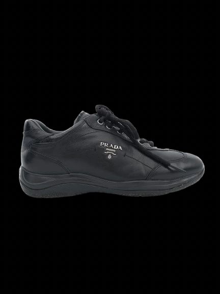 excellent prada black leather sneakers size 36 for women