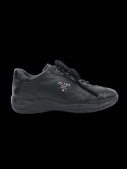 Excellent Prada Black Leather Sneakers Size 36 for Women