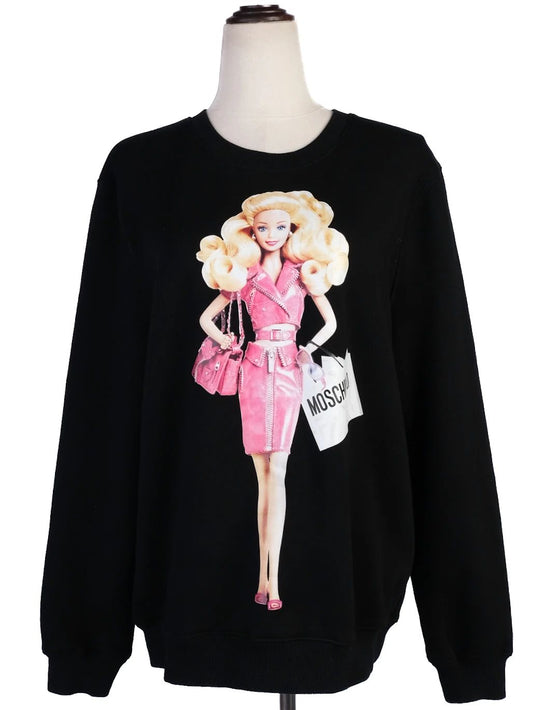 Good Moschino Black Cotton Sweatshirt Size L Doll Print