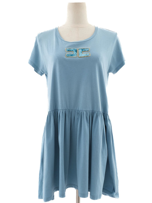 Excellent Elisabetta Franchi Blue Cotton Dress Size S