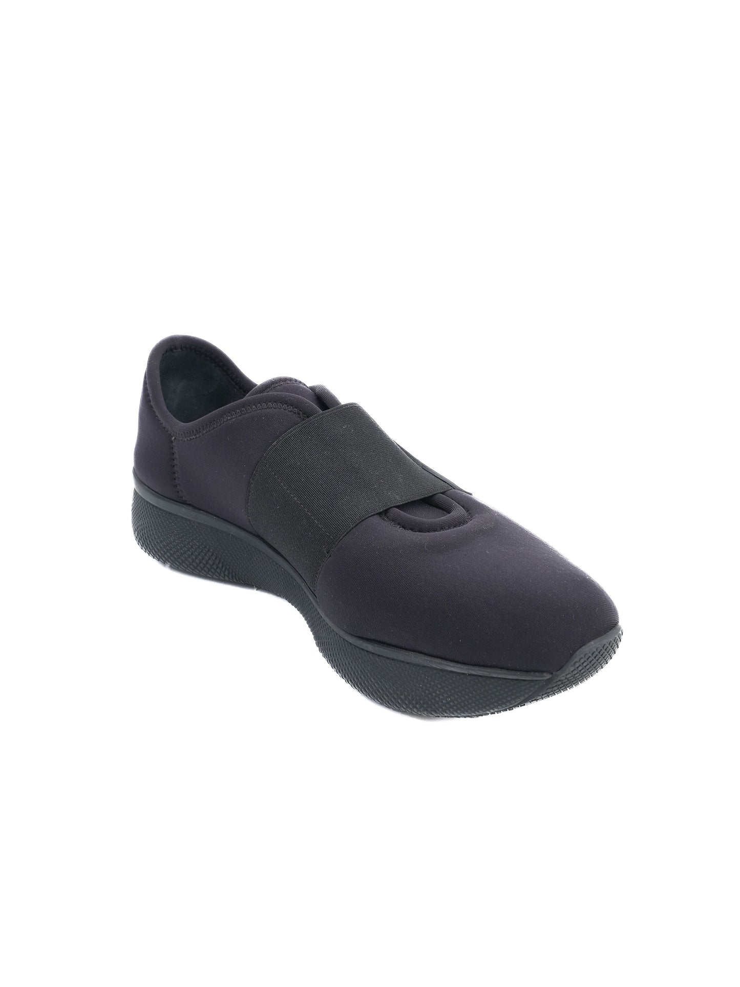 excellent prada black textile slip-on sneakers size 37.5