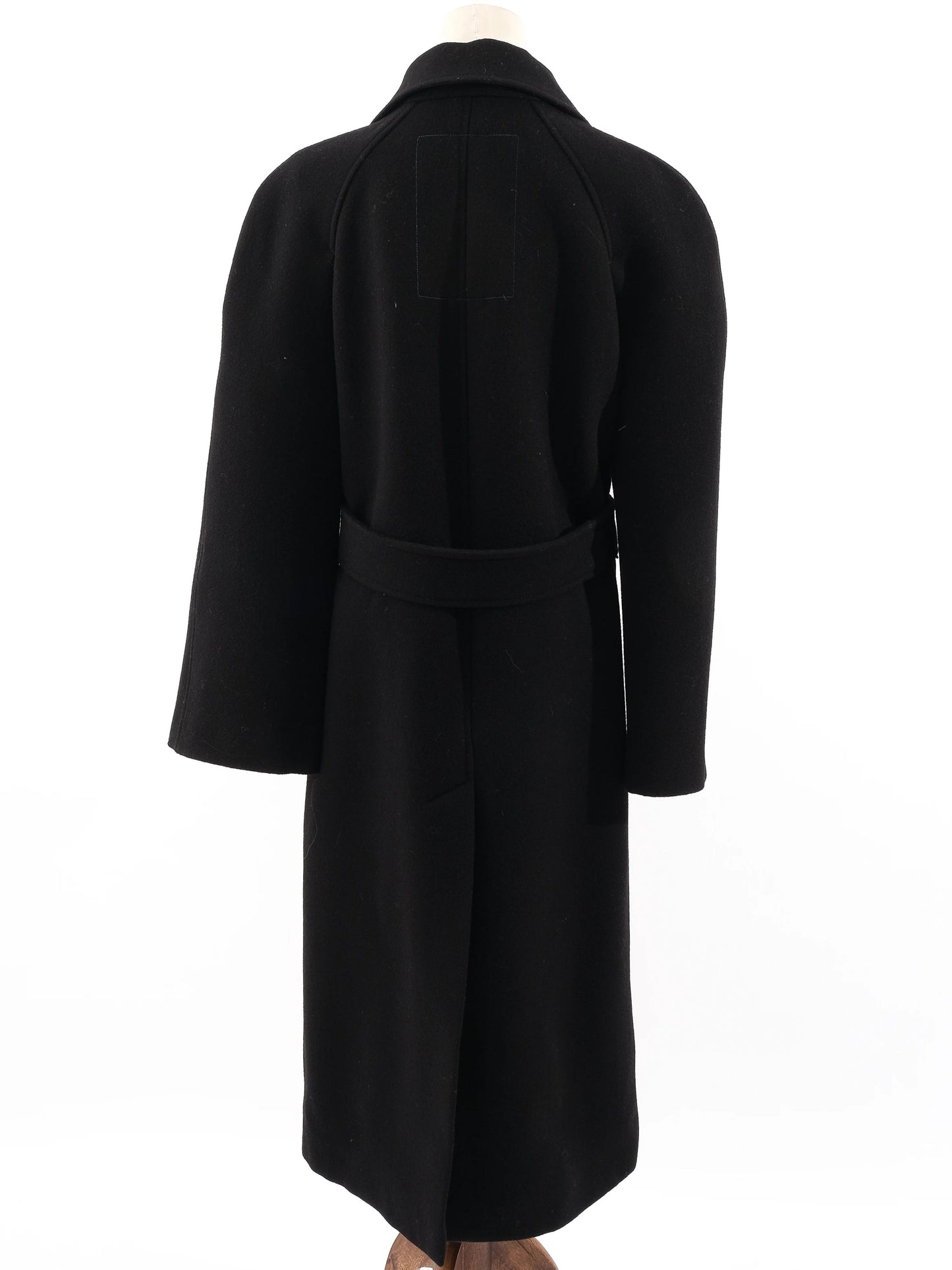 perfect burberry black wool long coat with belt size l