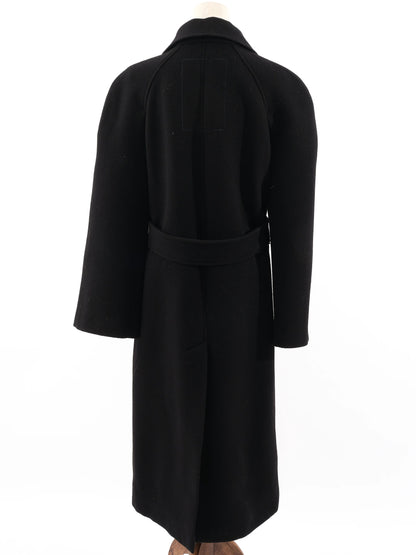 Perfect Burberry Black Wool Long Coat with Belt Size L