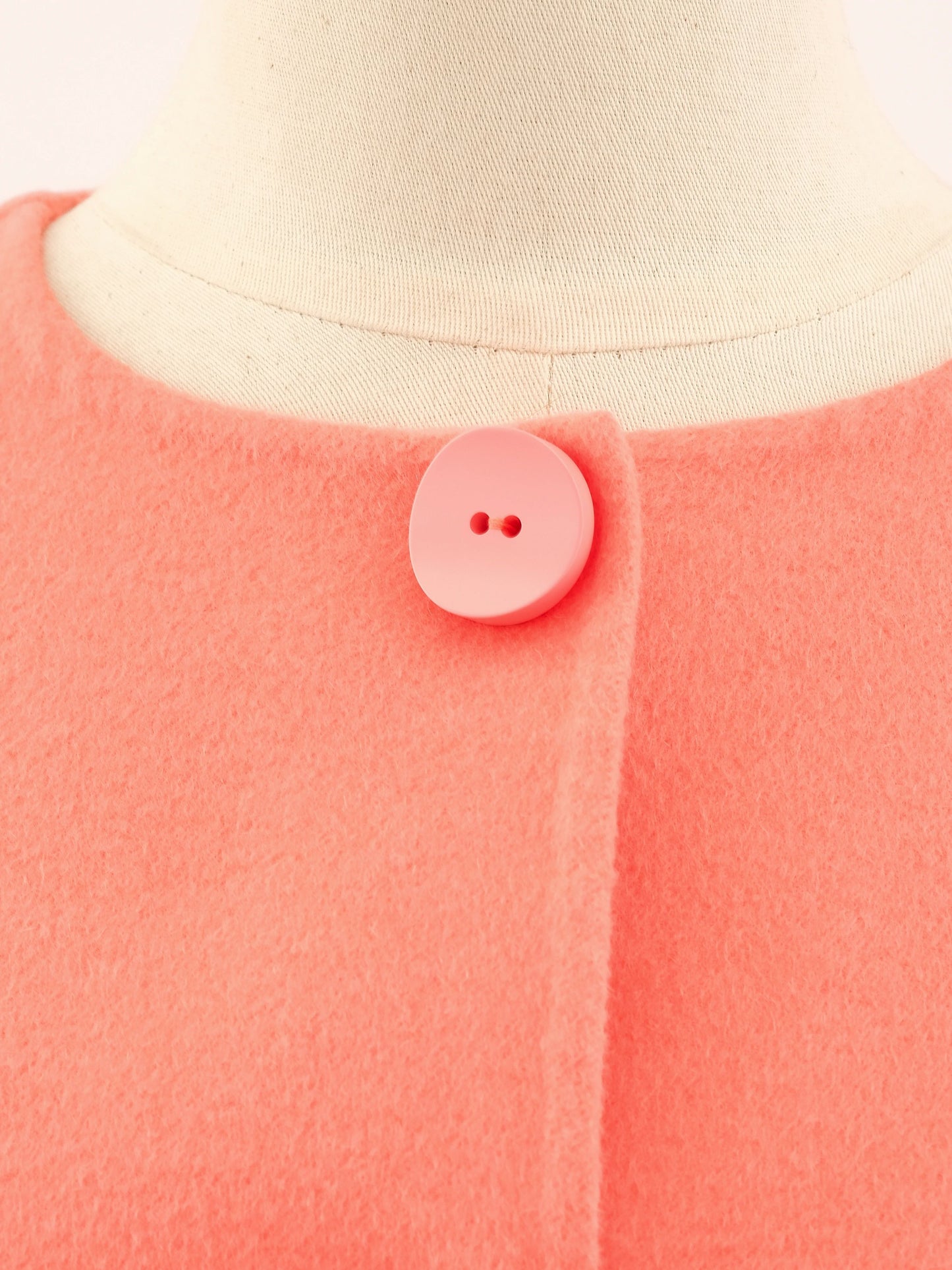 excellent prada pink wool coat medium with stand-up collar