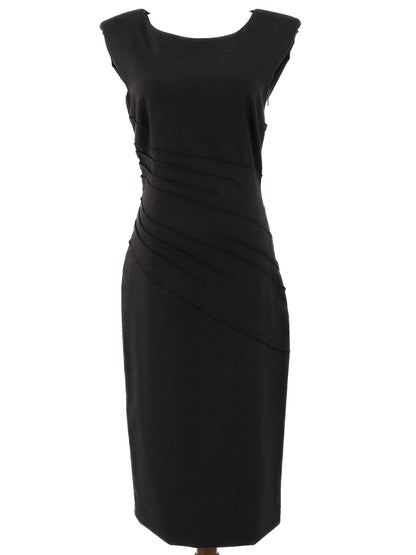 Excellent Alberta Ferretti Black Wool Mid-Length Dress Size M