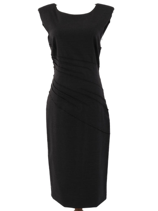 Excellent Alberta Ferretti Black Wool Mid-Length Dress Size M