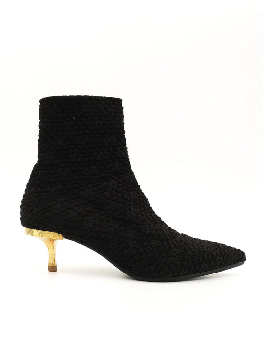 Excellent Uterque Black Cashmere Wool Ankle Boots Size 39