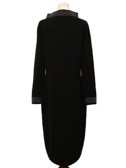 Excellent Cruciani Blue Wool Long Sleeve Dress with Striped Detailing