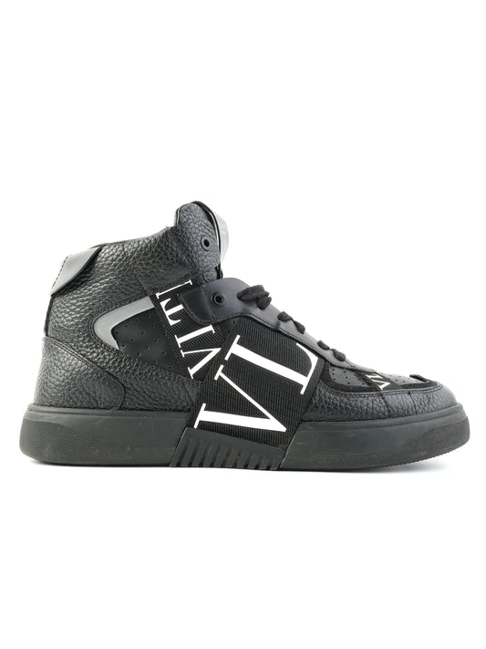 Excellent Valentino Black Leather High-Top Sneakers Size 40