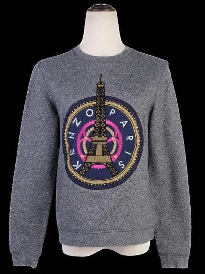 Excellent Kenzo Paris Gray Cotton Sweatshirt Size M Women's