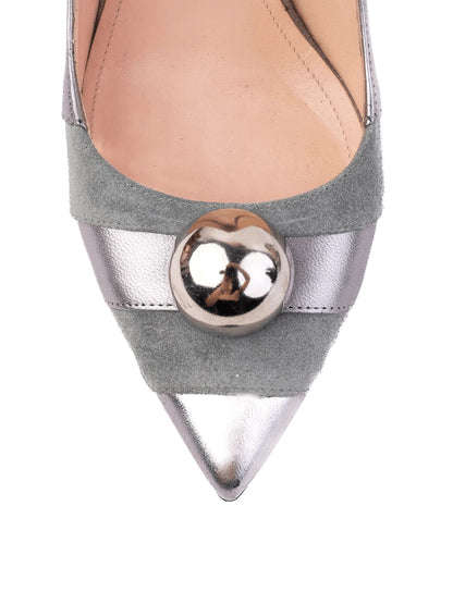 Average Marella Metallic Silver High-Heeled Shoes Size 36 Leather