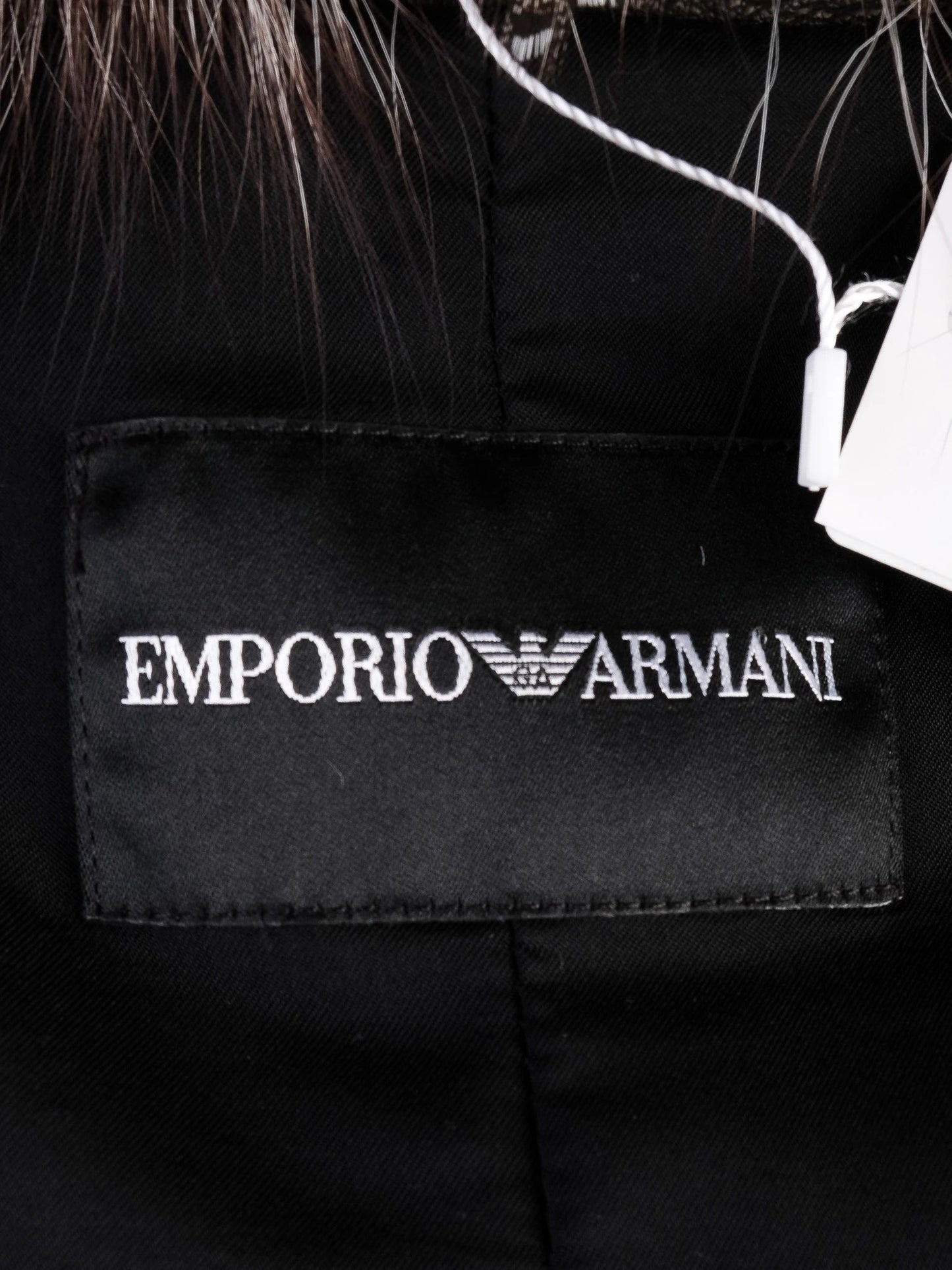 excellent emporio armani black leather jacket size s with bow