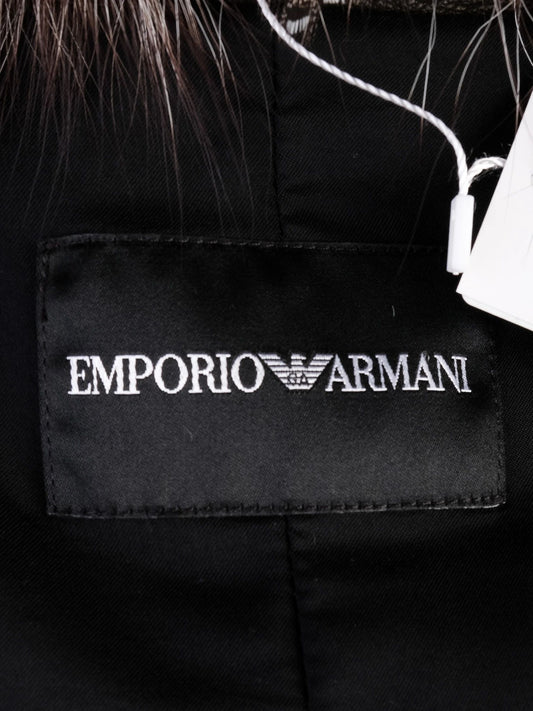 Excellent Emporio Armani Black Leather Jacket Size S with Bow