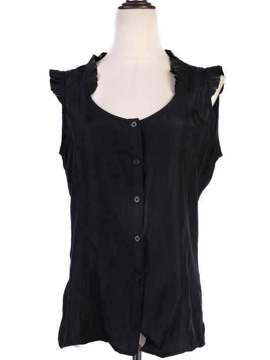 Excellent Emporio Armani Black Cotton Sleeveless Blouse Size M