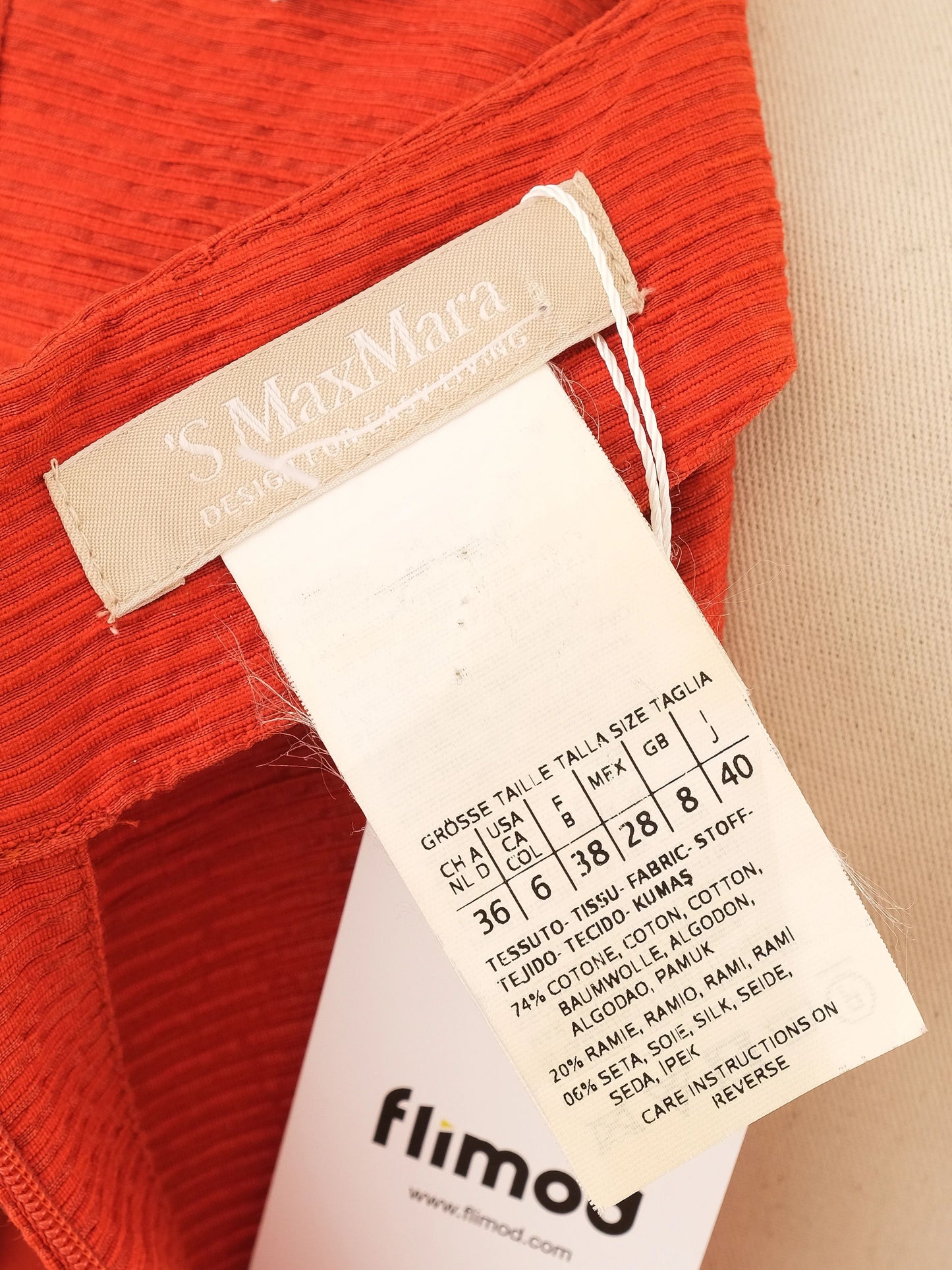 excellent max mara red silk dress size m knee-length with pockets